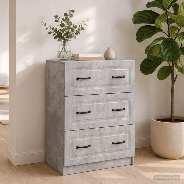 Mobile con Cassetti vidaXL in MDF Grigio Lucido L: 66 cm, P: 34,5 cm, H: 87 cm