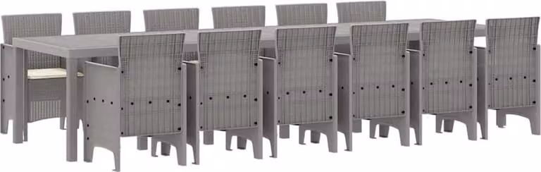 Set da Pranzo per Giardino 13 pcs Grigio chiaro Rattan Polt