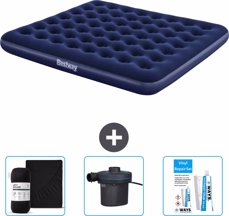 Materasso gonfiabile Bestway - 2 persone - 183 x 203 x 22 cm - Blu - Accessori inclusi