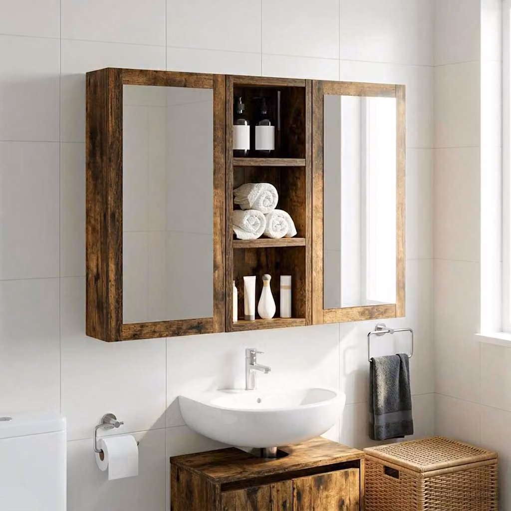 Armadio da bagno a muro moderno vidaXL in legno color quercia affumicata L/P/H: 20 x 10 x 50 cm