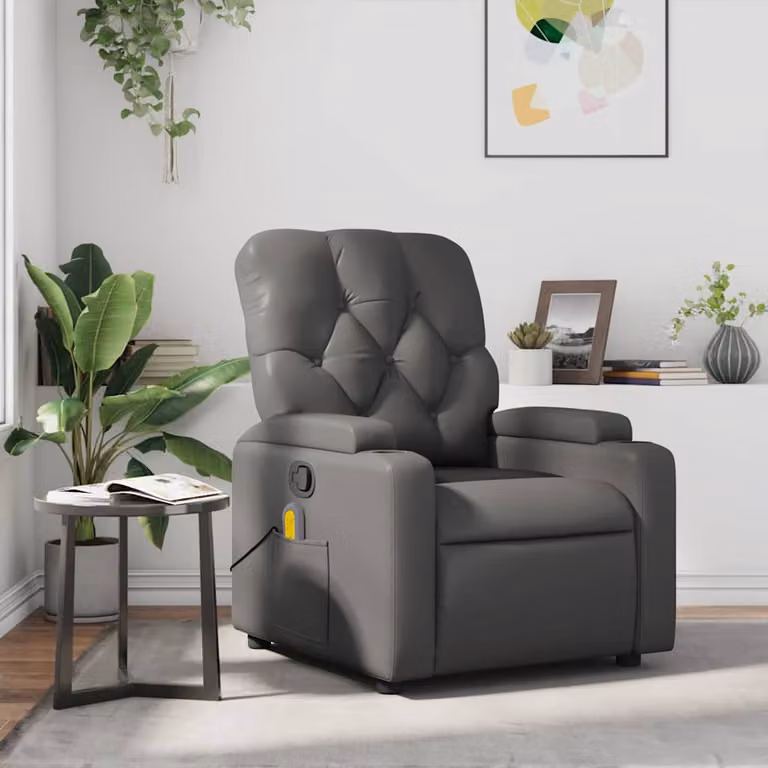 vidaXL Poltrona Reclinabile Relax Grigia in Similpelle con Braccioli