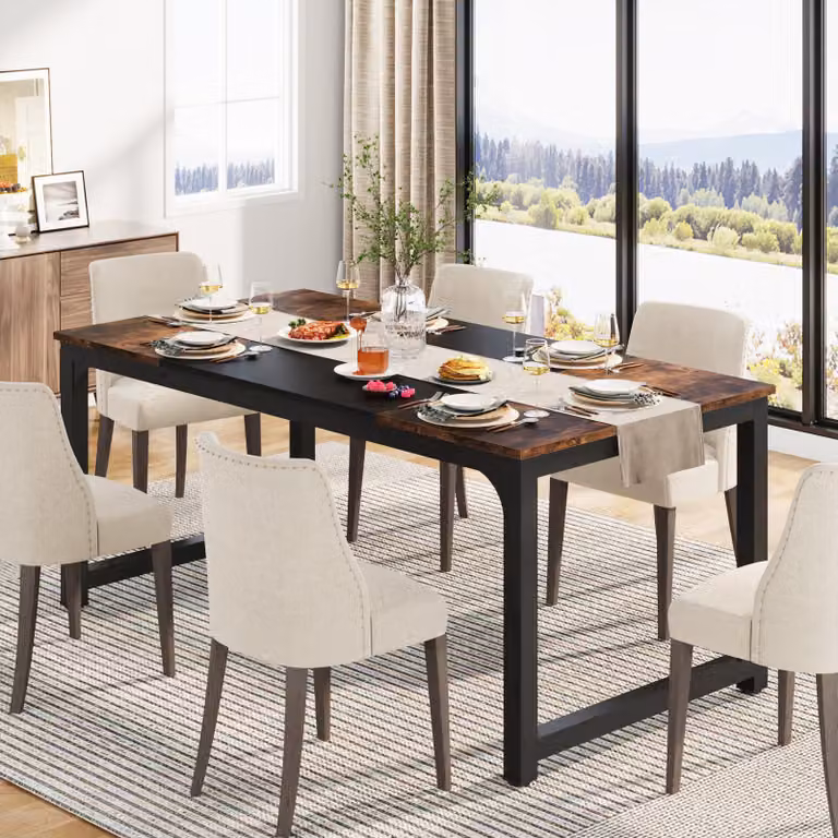 Tavolo da pranzo Wanbor, 160 x 80 cm, tavolo da cucina in stile industriale per 4-6 persone, tavolo rettangolare per sala da pranzo o cucina, con gambe in metallo robusto