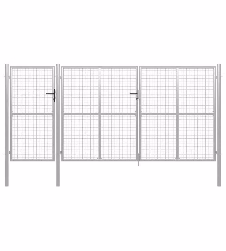 Cancello per Giardino in Acciaio 400x150 cm Argento 144349