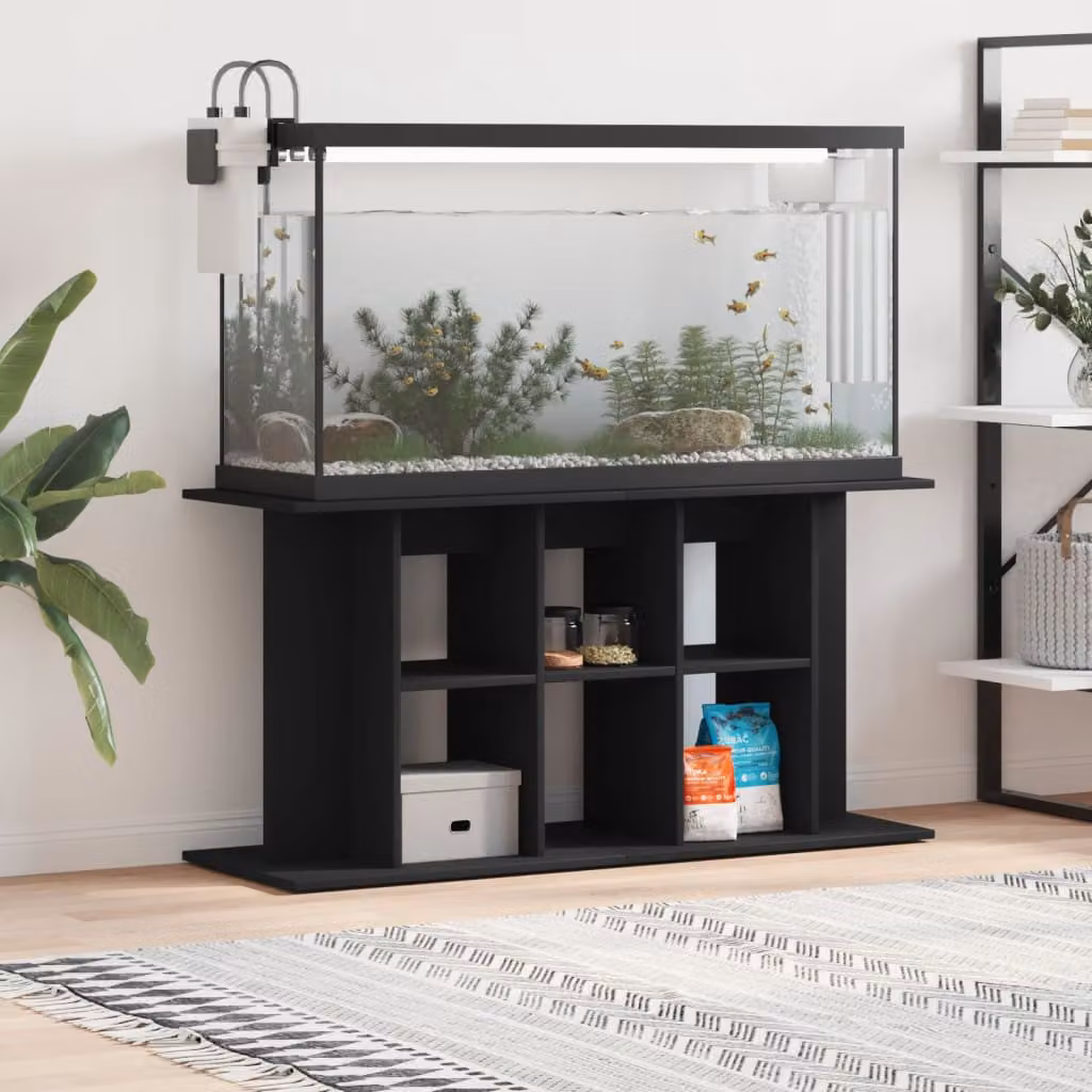 vidaXL Supporto per Acquario in Legno Multistrato Nero L: 120 cm, P: 40 cm, H: 60 cm