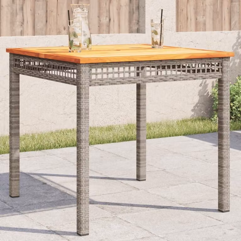 Maison Exclusive - Tavolo da giardino grigio, 80x80x75 cm, in rattan sintetico e legno di acacia