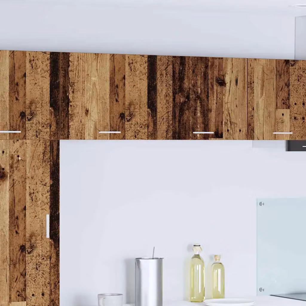 Set di 2 armadi pensili da cucina vidaXL in legno ingegnerizzato, stile moderno, colore bianco e marrone