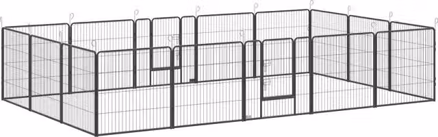 PawHut Recinto pieghevole per cani piccoli e medi con 16 pezzi e porta, Grigio, L: 3,2 m x P: 3,2 m x H: 0,8 m