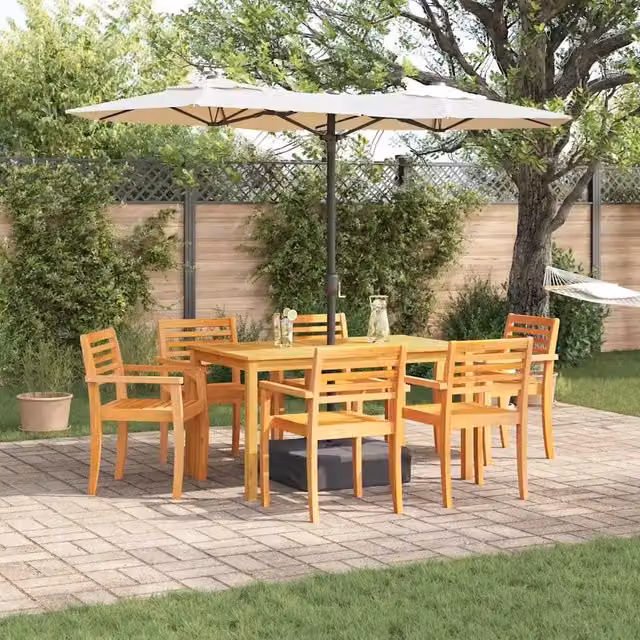 Set da Pranzo per Giardino 7 pz Marrone 3375666