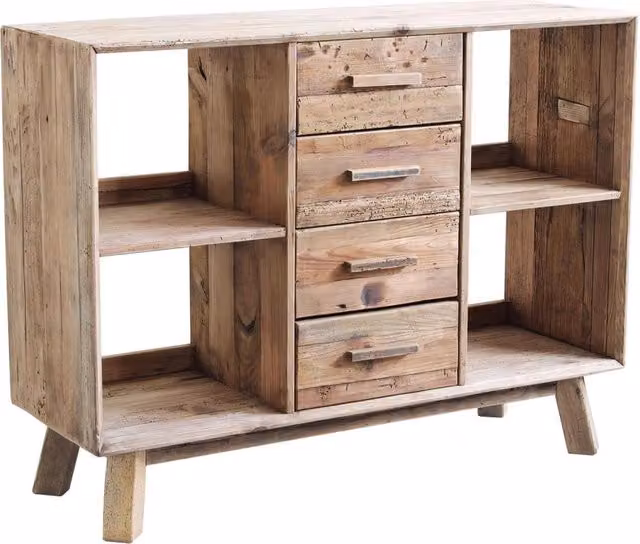 Credenza con 4 cassetti in Pino riciclato cm 120x40x90 - PINE