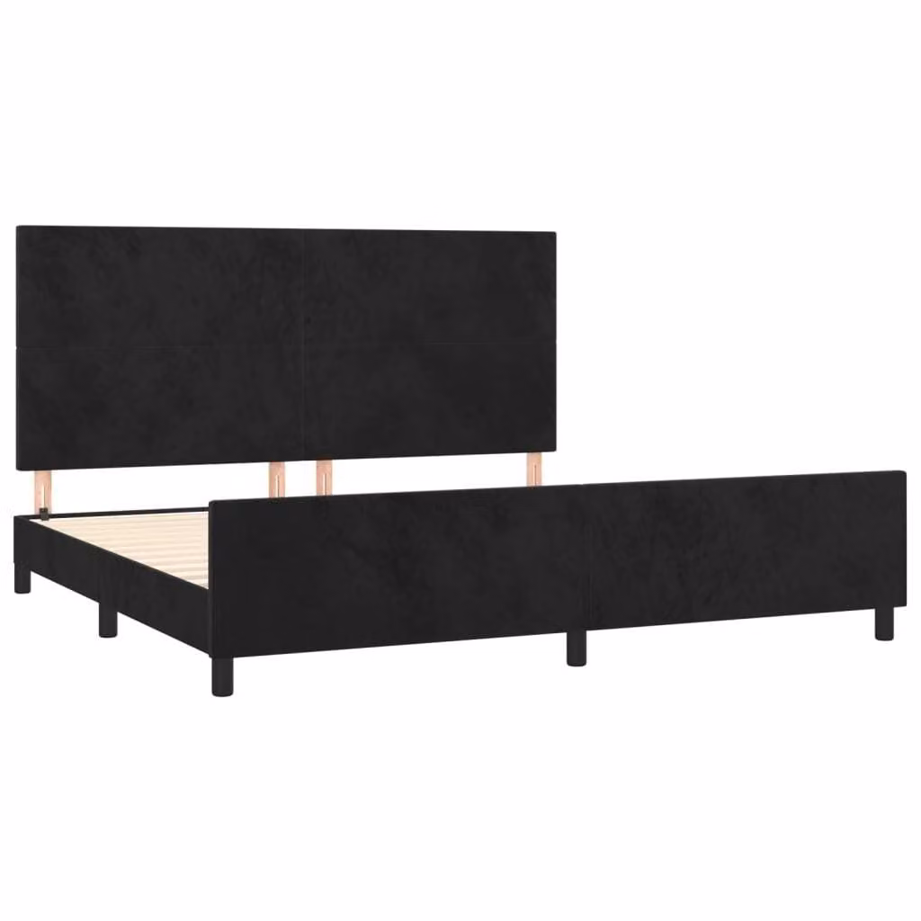 Giroletto senza Materasso Nero 200x200 cm in Velluto
