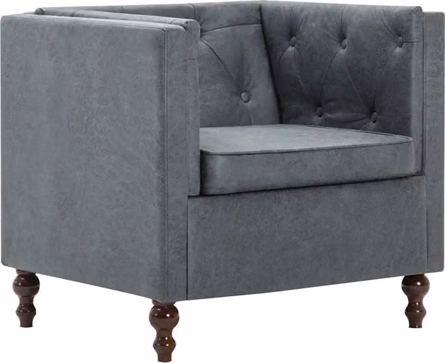 Poltrona Relax Recliner in Tessuto Grigio con Braccioli e Struttura in Legno Massello – 1