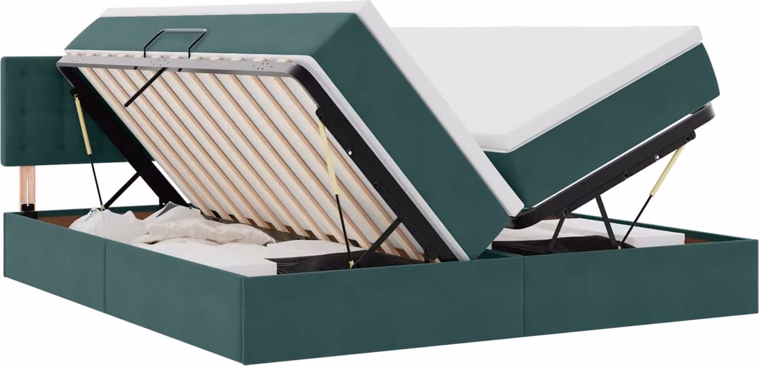 Letto con contenitore LED e materasso Verde Scuro 180 x 200 cm
