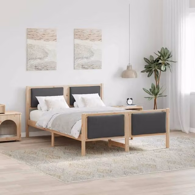 Struttura del letto-Giroletto Grigio scuro 140 x 190 cm Tessuto 560311