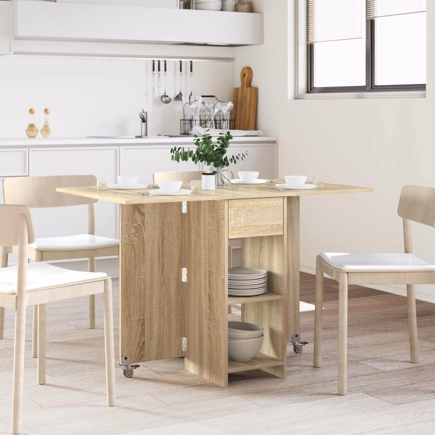 vidaXL Tavolo da Pranzo Moderno Rettangolare con Piano Ribaltabile in Legno MDF Marrone L: 115 cm, P: 70 cm, H: 75 cm