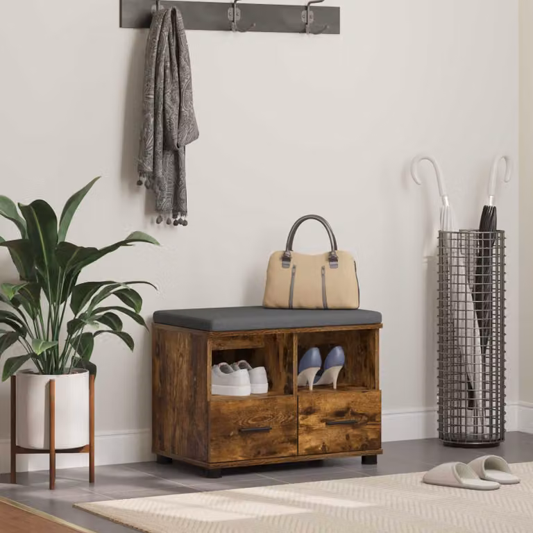 vidaXL Panca per ingresso con portascarpe moderno in legno color marrone L: 60 cm, P: 38 cm, H: 46 cm