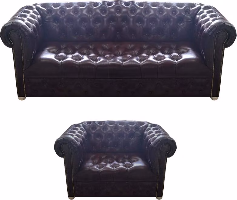 Wohnzimmer Chesterfield Braun Sofa Dreisitze Couch Luxus Sessel