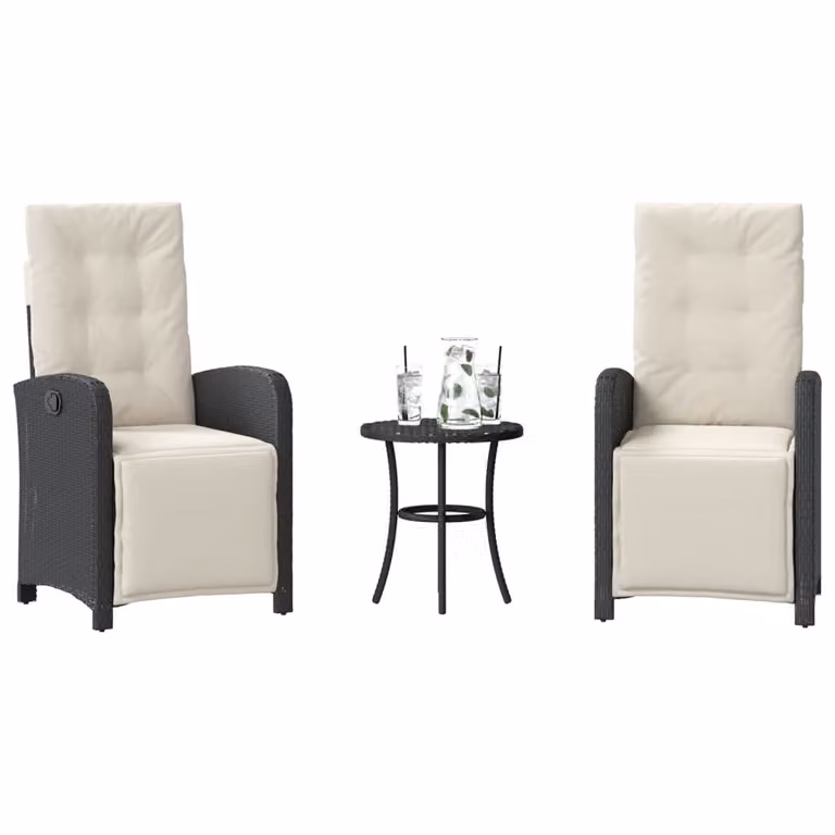 Maison Exclusive - Set da bistrot 3 pezzi con cuscini Nero Poly Rattan