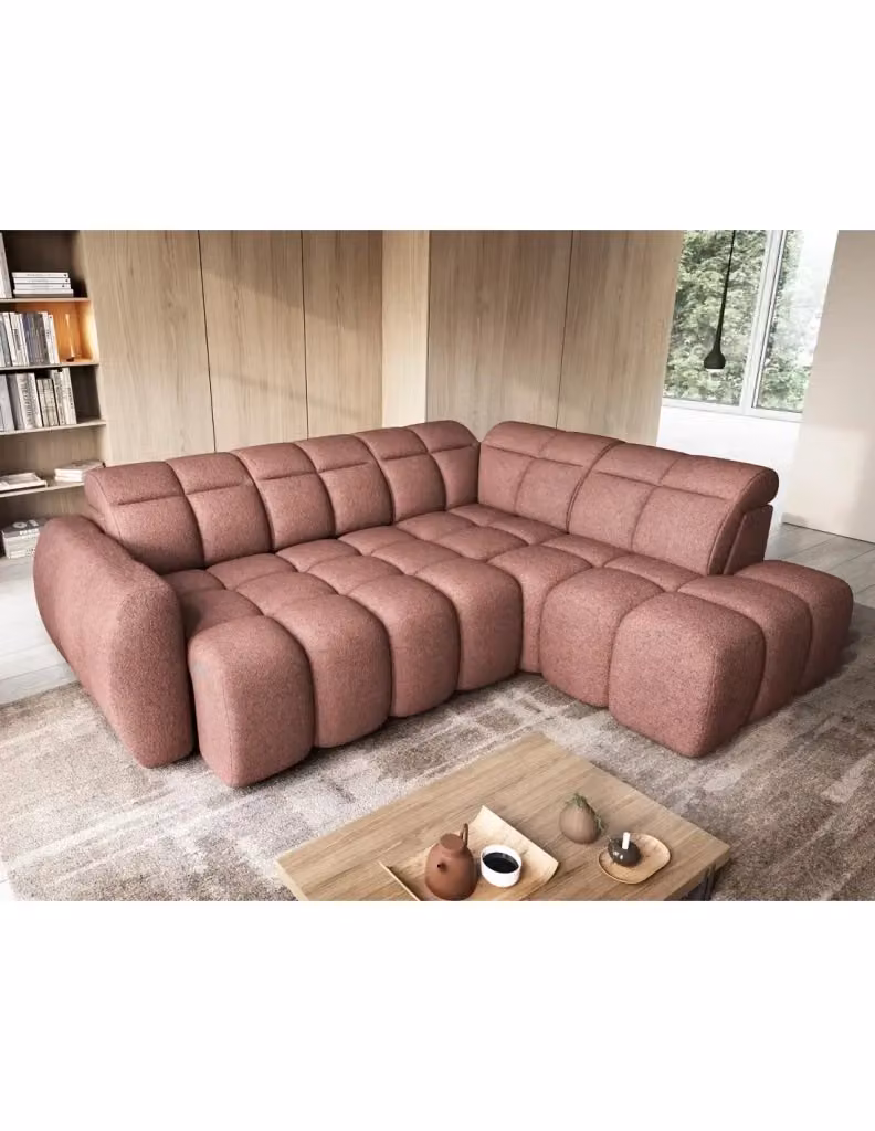 Divano ad angolo elettrico MEUBLORAMA RONDA 4 posti rosso, con funzione letto e poggiatesta regolabile, angolo destro, L/P/H: 258 x 208 x 107 cm – 2