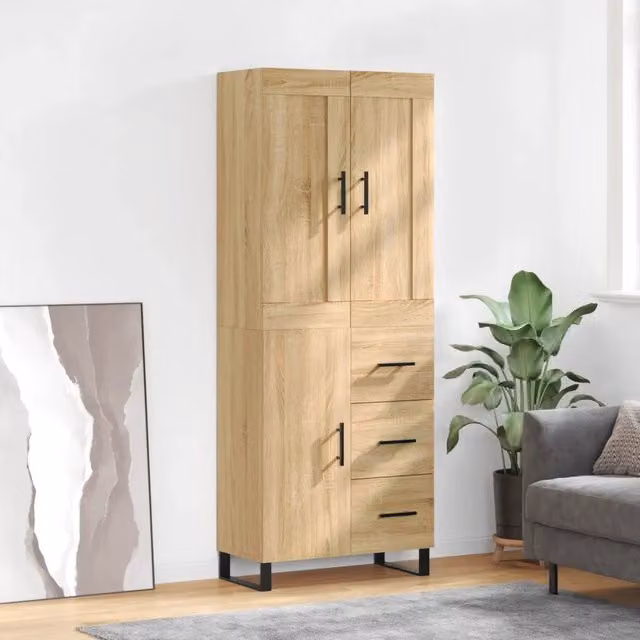 Credenza-Buffet-Armadio da cucina Rovere Sonoma 69,5x34x180 cm in Legno Multistrato 330776