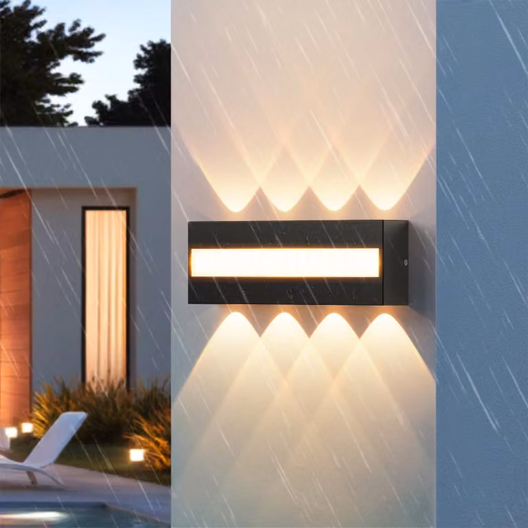 Lampada da parete a LED, 14W, 3000K, grado di protezione IP65, alluminio, dimensioni 22x5x8 cm, effetto 3D