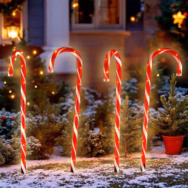 3.04 Bastoncini di zucchero LED XXL - set di 4 / 76 cm / 40 LED / timer