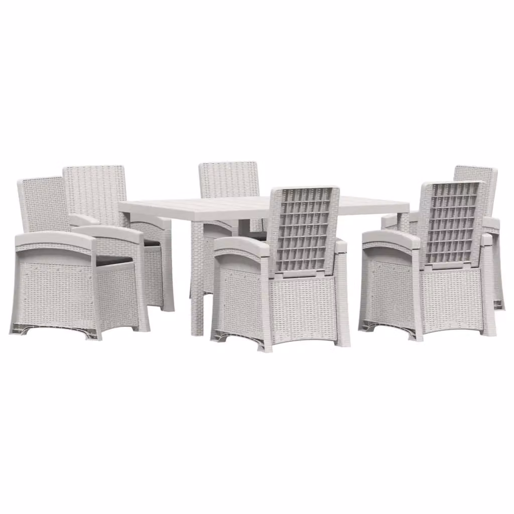 Set da pranzo per giardino e terrazza vidaXL in rattan sintetico da 7 pezzi, bianco e antracite – 2