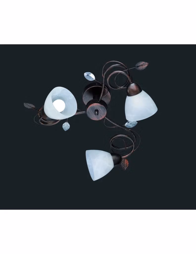 Plafoniera Rustica Traditio Trio Leuchten in Metallo Ruggine e Vetro Bianco Ø61 cm con 3 x E14 – 2