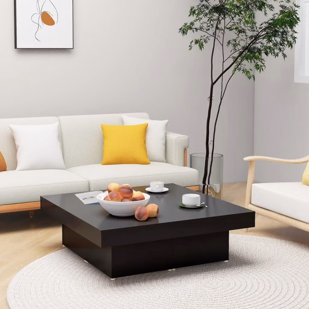 vidaXL Tavolino nero 90x90x28 cm in legno - Tavolino - Tavolini - Tavolino da salotto - Tavolini da salotto