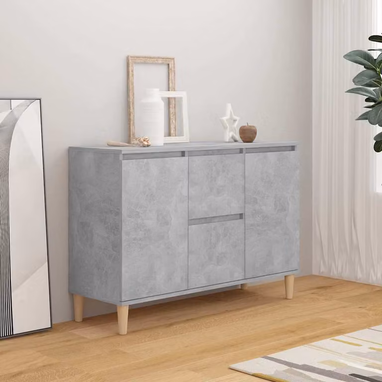 Credenza vidaXL in legno multistrato grigio cemento e nero L: 101 cm, P: 35 cm, H: 70 cm