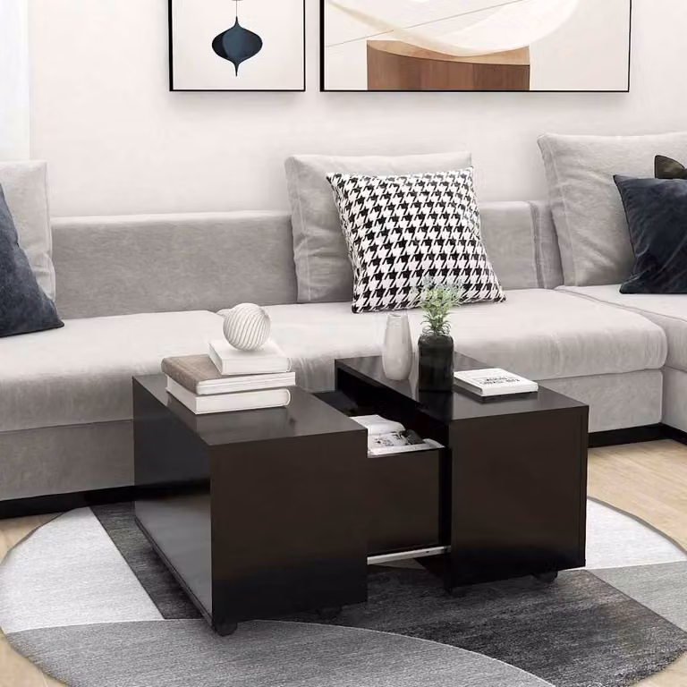 vidaXL Tavolino da Salotto Moderno Nero Lucido in Legno e MDF L/P/H: 60 x 60 x 38 cm