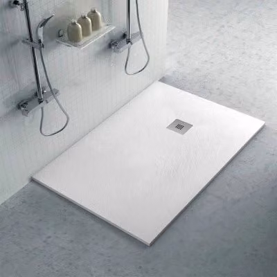 Piatto doccia rettangolare Karen in resina minerale bianco pietra L: 120 cm, P: 75 cm, H: 3 cm