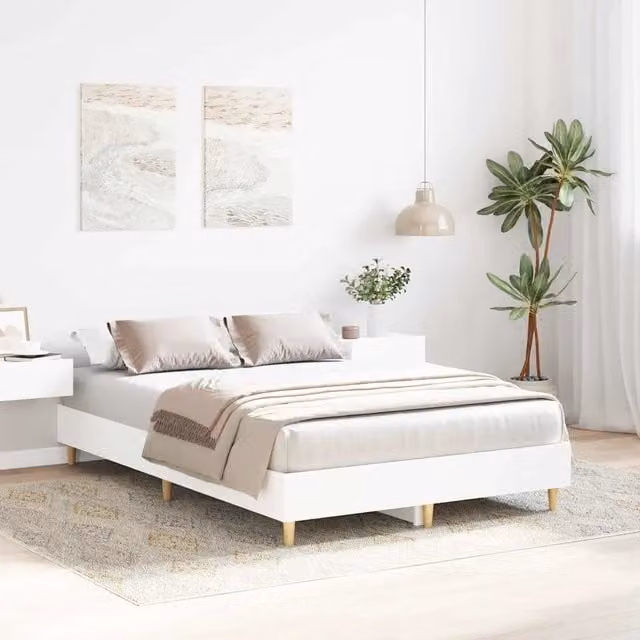 Struttura letto con giroletto e rete in legno multistrato bianco DESIGN IN L/P/H: 137 x 190 x 25 cm