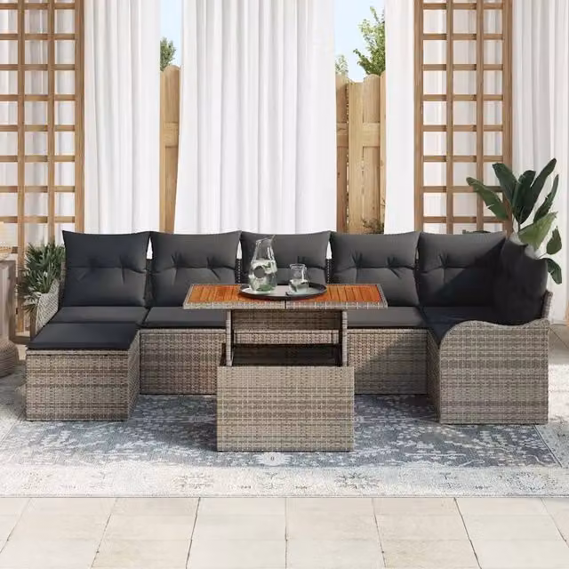 Set Divano da Giardino 8 pz Grigio Poly Rattan 3358225
