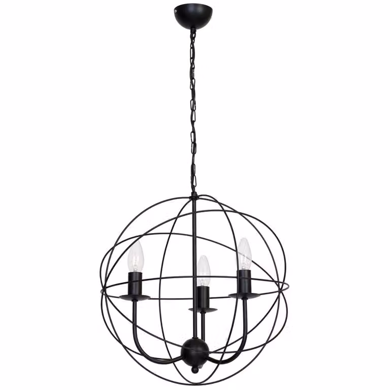 Lampada a sospensione Globe, nero opaco, 3xE14x15W, metallo, dimensioni: 95x40x40 cm, IP20, Luminex