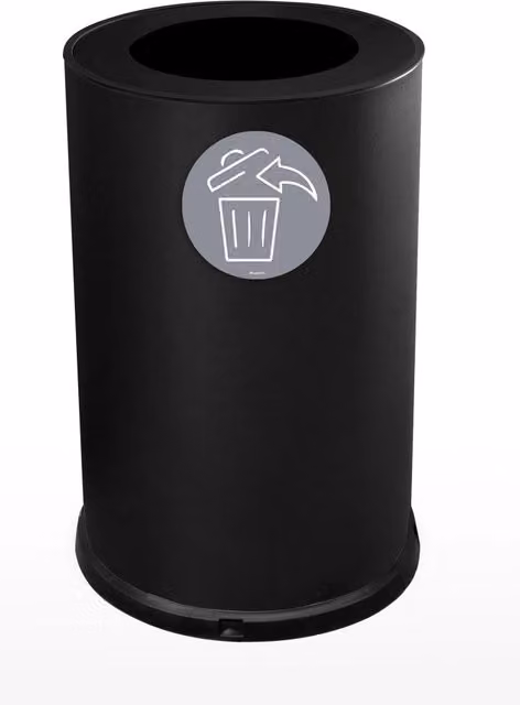 Pattumiera Per Raccolta Differenziata Ø45xh72 cm In Acciaio Verniciato 1 Scomparto con Anello Reggisacco Nero