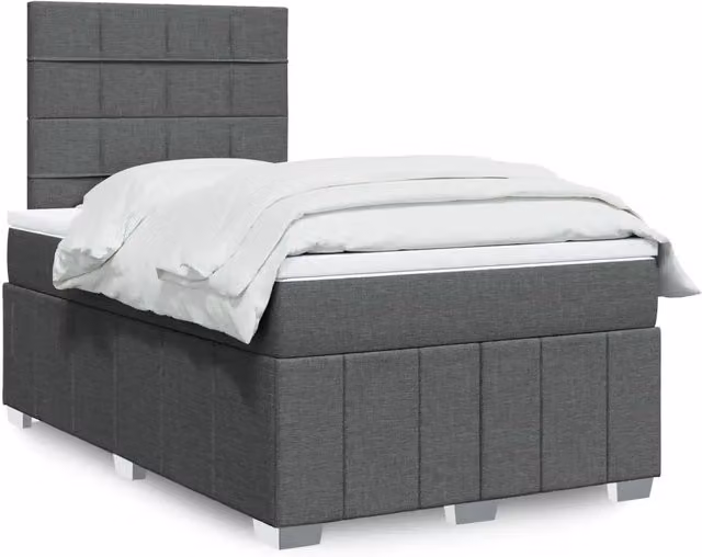 Letto con Giroletto a Molle e Materasso Ibrido vidaXL, Grigio e Bianco, L/P/H: 120 x 190 x 150,5 cm