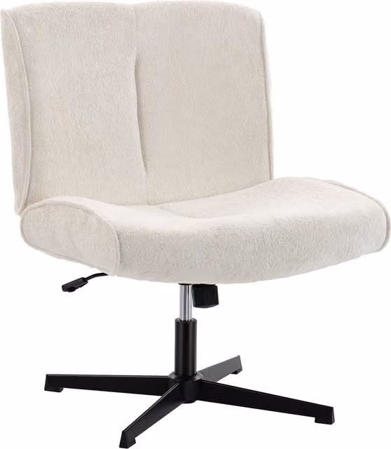 Poltrona da salotto girevole a 360 gradi HOMCOM in velluto beige con altezza regolabile e design senza braccioli