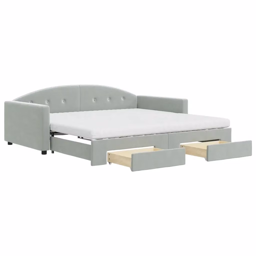 Divano Letto Estraibile con Cassetti vidaXL in Velluto Grigio L/P/H: 222 x 110 x 75 cm, Dimensioni Letto: 100 x 200 cm – 2