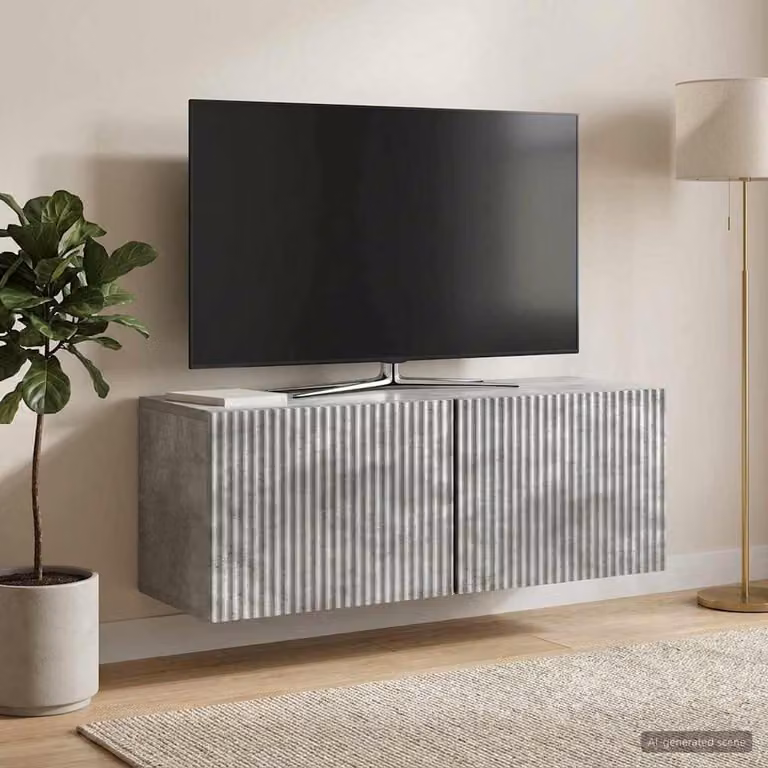 vidaXL Mobile Porta TV da Muro Moderno in MDF Grigio, L 78,5 cm x P 31 cm x H 30 cm