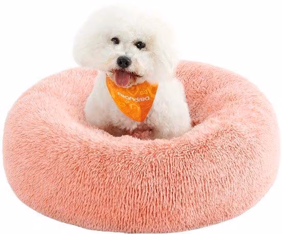 Cuccia per cani rosa a forma di ciambella, diametro 70 cm, lavabile