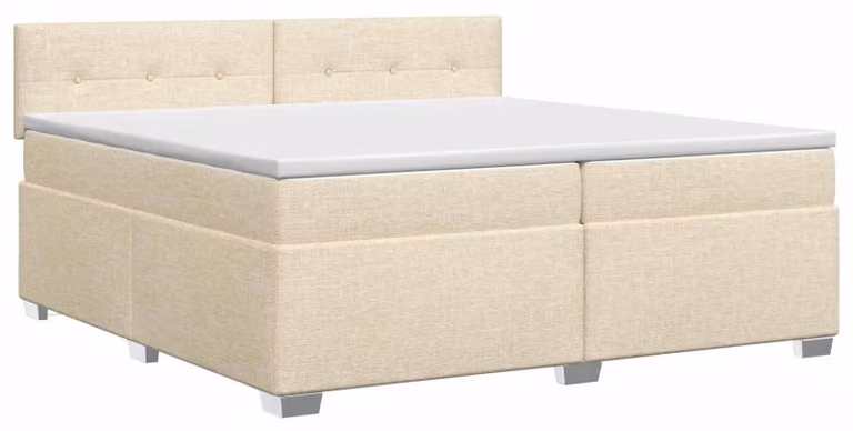 Letto a molle con materasso crema 200 x 200 cm in tessuto