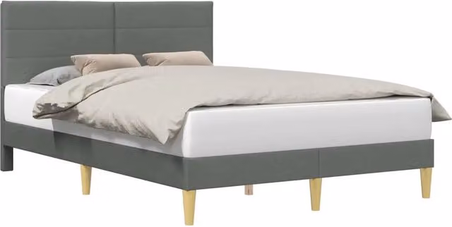 Letto matrimoniale moderno DESIGN IN in tessuto grigio con struttura in legno e pannelli in legno ingegnerizzato L/P/H: 140 x 190 x 96 cm