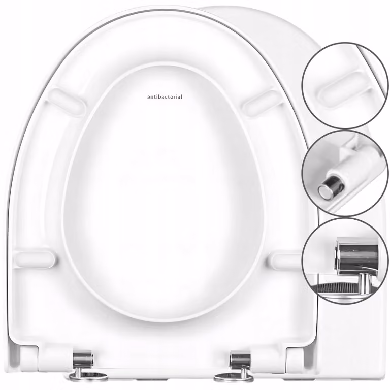 Sedile WC - Sedile per WC - per Cersanit Parva - Bianco - 40 cm x 35 cm - Antibatterico - Abbassabile - Coperchio per WC