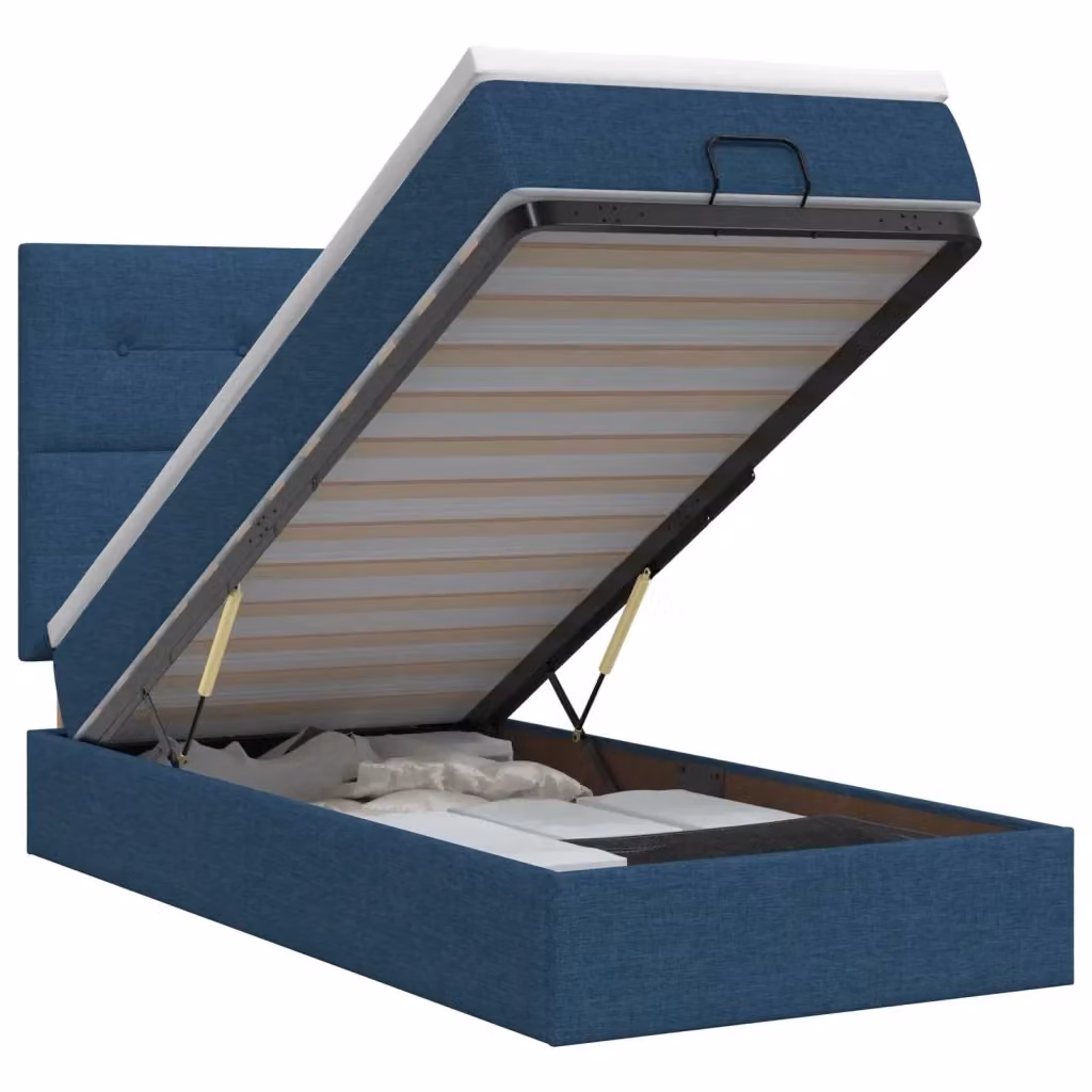 Letto ottomano con materasso vidaXL in tessuto blu e bianco L: 100 cm, P: 200 cm, H: 128 cm – 2