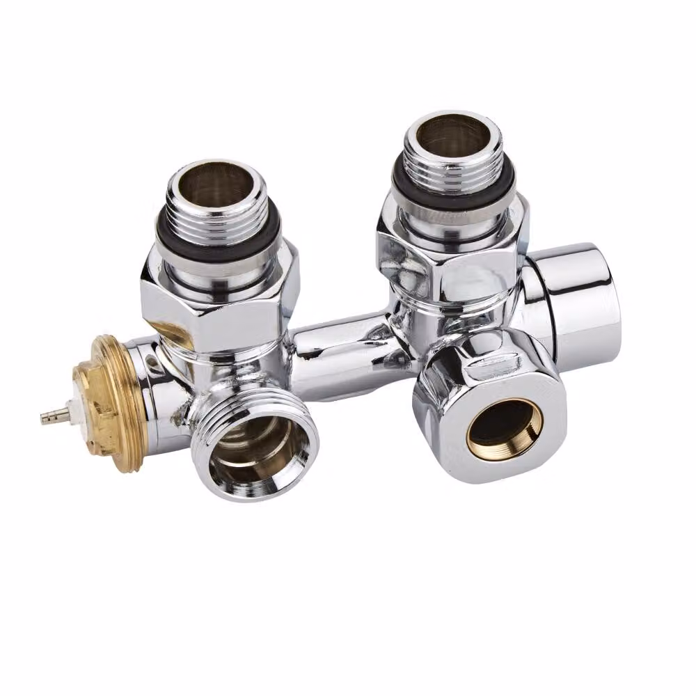 Valvole Termostatiche a Squadra Multiblock H per Radiatori con Adattatori Rame Ø15mm