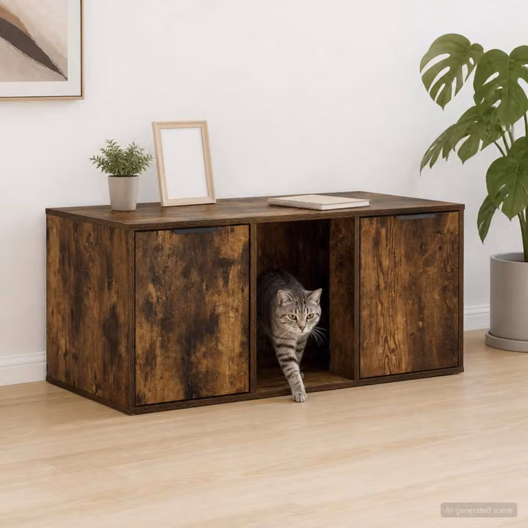 Mobile per gatti vidaXL in rovere fumo L: 100 cm, P: 49 cm, H: 45 cm