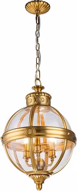 Lampadario Industrial Nordico Adams FEISS in Acciaio e Ottone Spazzolato con Vetro Trasparente, 3 Luci E14, Oro/Ottone e Argento