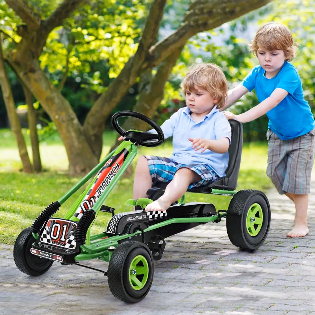 Go Kart a pedali Design Mania per bambini con sedile regolabile, Verde, L: 98 cm, P: 59 cm, H: 61 cm – 2