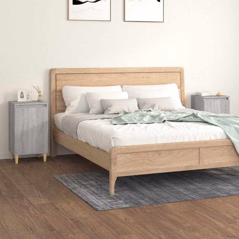 Set di 2 comodini vidaXL in legno multistrato e MDF, colore Grigio Sonoma, L 40 cm x P 35 cm x H 70 cm