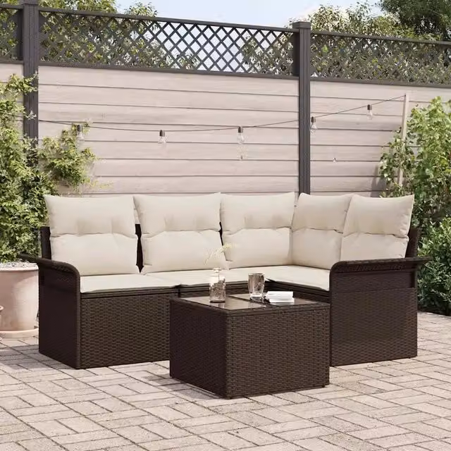 Set Divano da Giardino 5 pz Marrone polyrattan 3354017